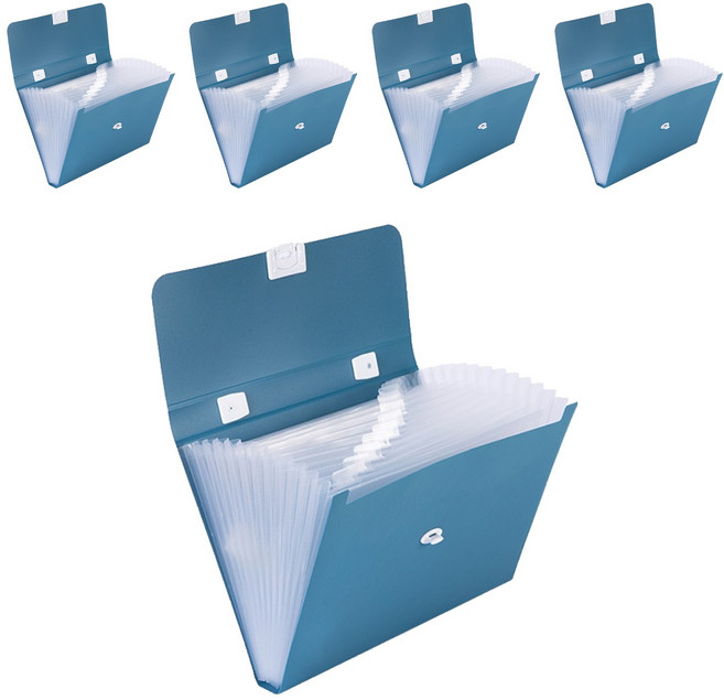 델리 아코디언 도큐먼트 파일 케이스 12분류, 블루BL, 5개