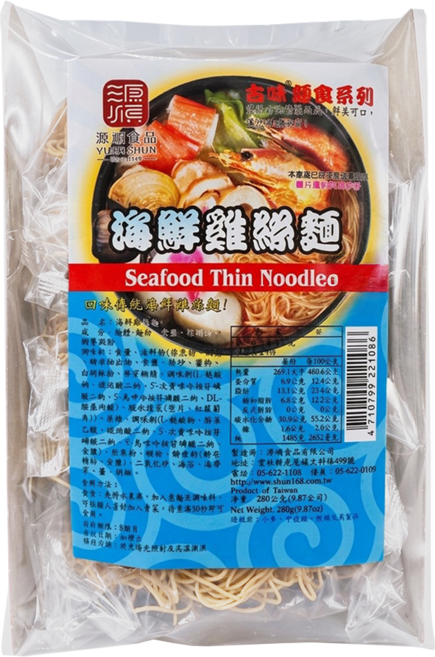 源順食品 海鮮雞絲麵 5包, 280g, 1袋