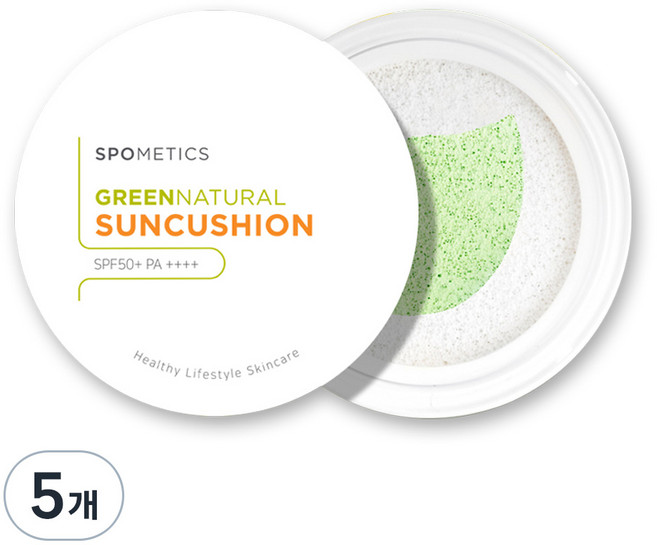 스포메틱스 그린 네츄럴 선 쿠션 SPF50+ PA++++, 25g, 5개