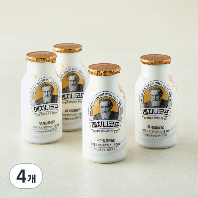 메치니코프 무가당 플레인, 4개, 4개입, 140ml