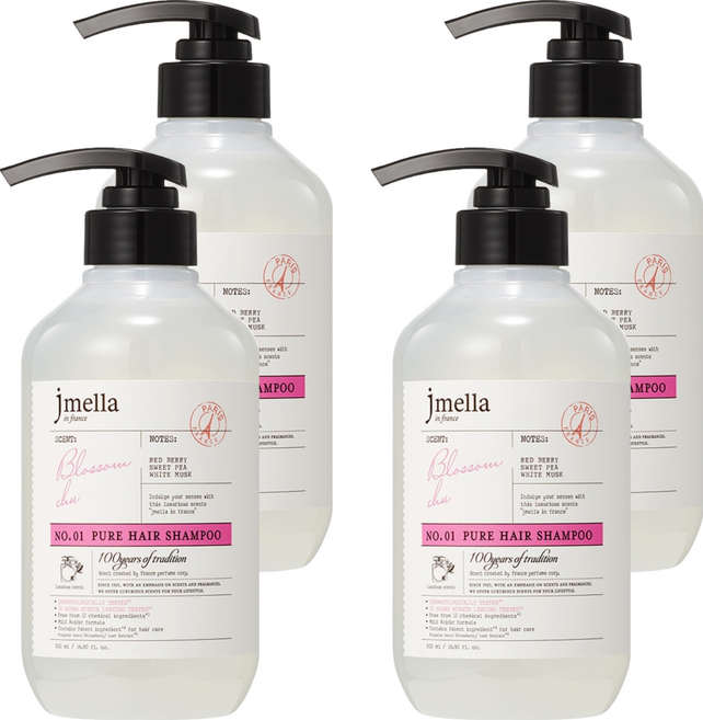 제이멜라 인 프랑스 퓨어 블러썸 츄 헤어 샴푸 플로럴 베리 향, 500ml, 4개