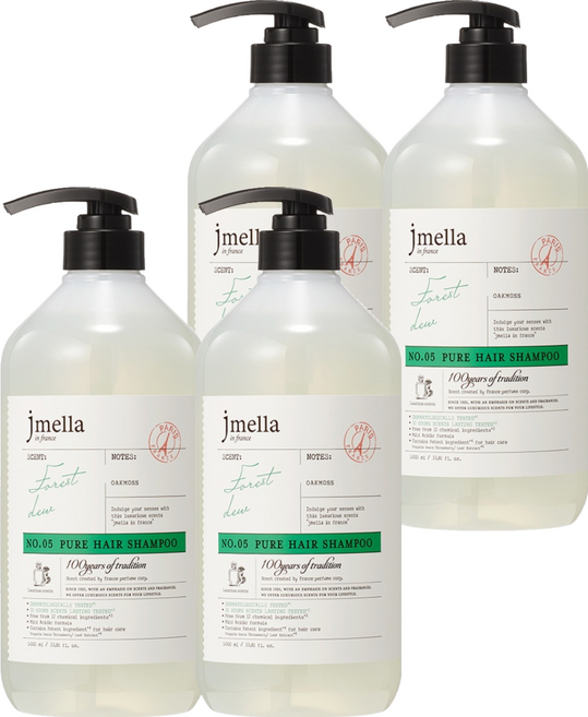 제이멜라 인 프랑스 퓨어 포레스트 듀 헤어 퍼퓸샴푸 아로마틱 그린향, 1000ml, 4개
