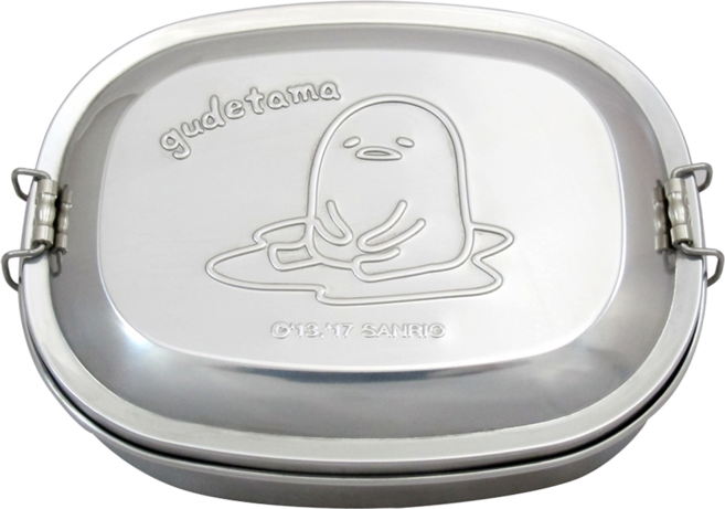 gudetama 蛋黃哥 不鏽鋼橢圓形便當盒 台灣製 304不鏽鋼 14cm 700ml, 銀色, 1個