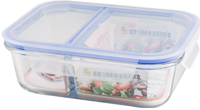 cook power 鍋寶 分隔耐熱玻璃保鮮盒, 1個, 容器 + 蓋子