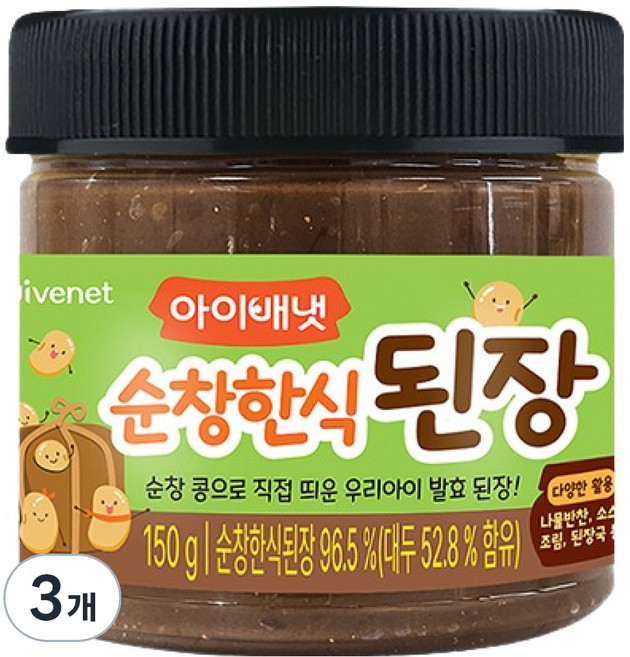 아이배냇 순창 한식 된장, 150g, 3개