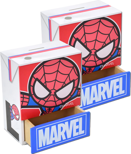 MARVEL 漫威 復仇者聯盟 鋁箔包造型 存錢筒 筆筒 收納置物盒, 蜘蛛人, 2個