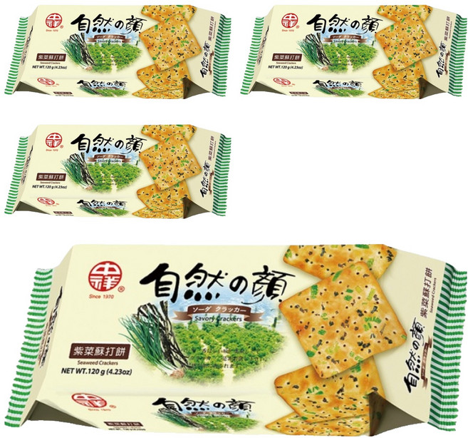中祥 自然之顏 紫菜蘇打餅, 120g, 4包