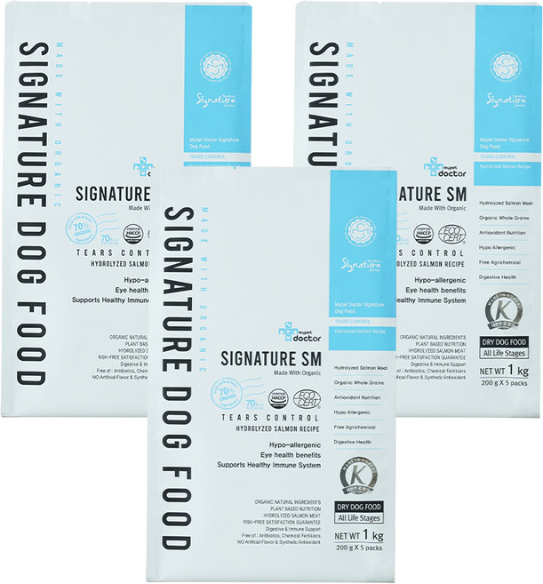 마이펫닥터 강아지 시그니처 유기농 기능성 사료, 눈물개선/눈건강, 1kg, 3개