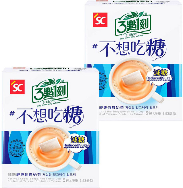 3點1刻 減糖伯爵奶茶, 20g, 5包, 2盒