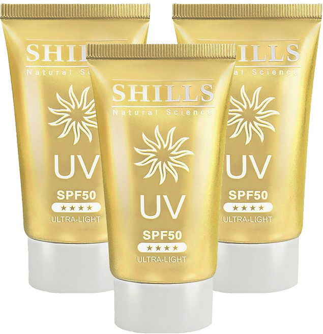SHILLS 舒兒絲 很耐曬超清爽美白出水防曬凝乳 抗UVA/UVB SPF50, 40ml, 3件