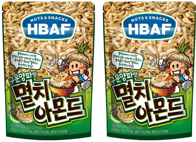바프 넛츠앤스낵스 구운양파맛 멸치 아몬드, 100g, 2개