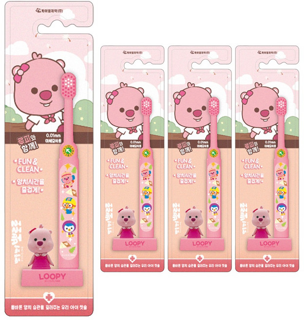 뽀로로 스탠딩 유아 칫솔, 4개, 1개입, 루피