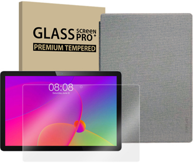 태클라스트 멀티미디어 태블릿PC T10PRO + 강화유리필름 + 커버 케이스 세트, 그레이(태블릿), 그레이(케이스), 32GB, Wi-Fi