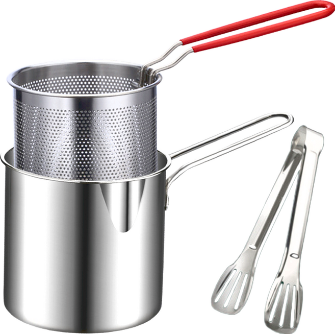 德利生活 不鏽鋼快速瀝油油炸鍋組 304C, 27cm, 不鏽鋼色, 1組