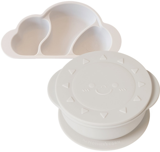 마더스콘 국내 제조 구르미 냠냠 흡착 식판 + 써니볼 세트, 그레이, 1개