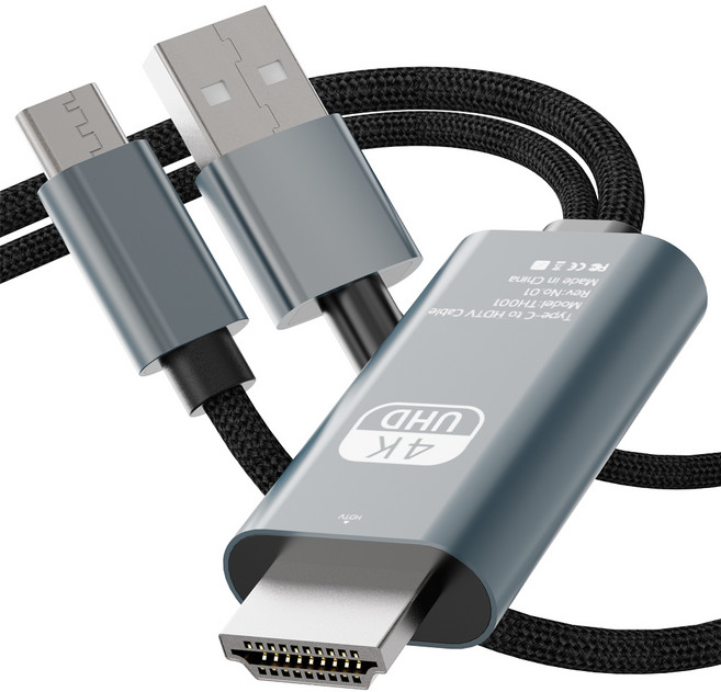 누아트 HDMI ver 2.1 UHD 4K 60Hz MHL 넷플릭스 OTT C타입 to 미러링 충전케이블, 혼합색상, 1개, 2m