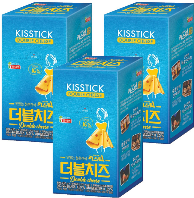 롯데햄 키스틱 더블치즈 소시지, 600g, 3개