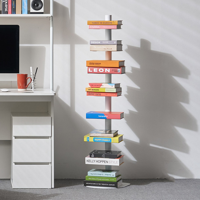 필웰 슬릿 스탠딩 북 선반 1500, 그레이, 8단