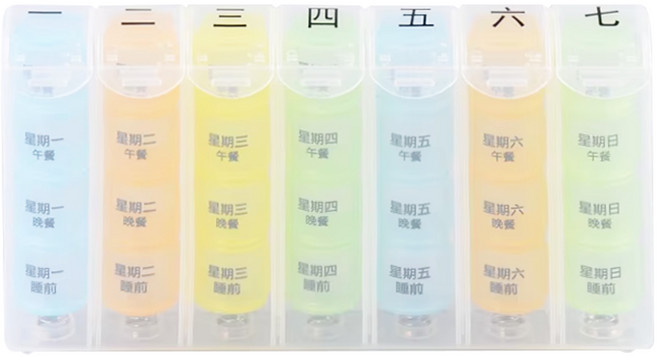 感恩使者 28格藥盒 雙層保護藥品 不忘記吃藥了沒 食品級PP ZHCN1710 彩色透明, 1個