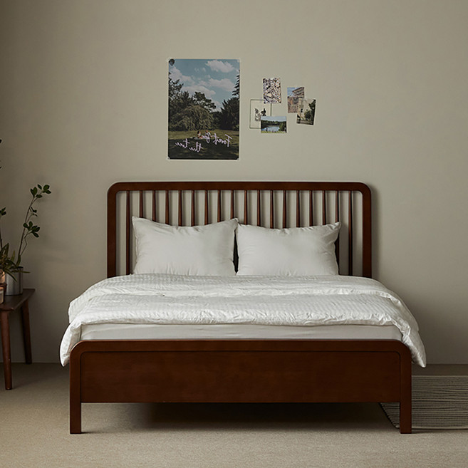 퍼니코 데비 고무나무 원목침대 프레임 단품 방문설치, 클래식 월넛