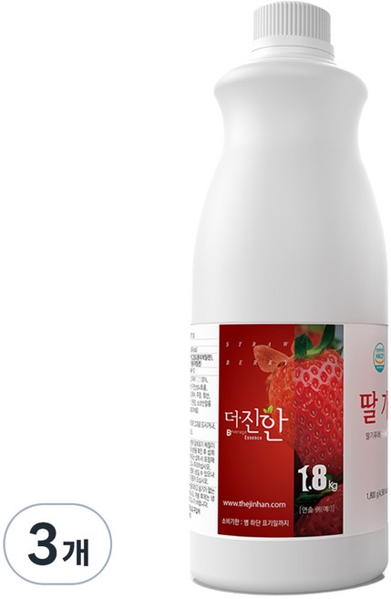 웰파인 더진한 딸기 농축액, 3개, 1.8kg