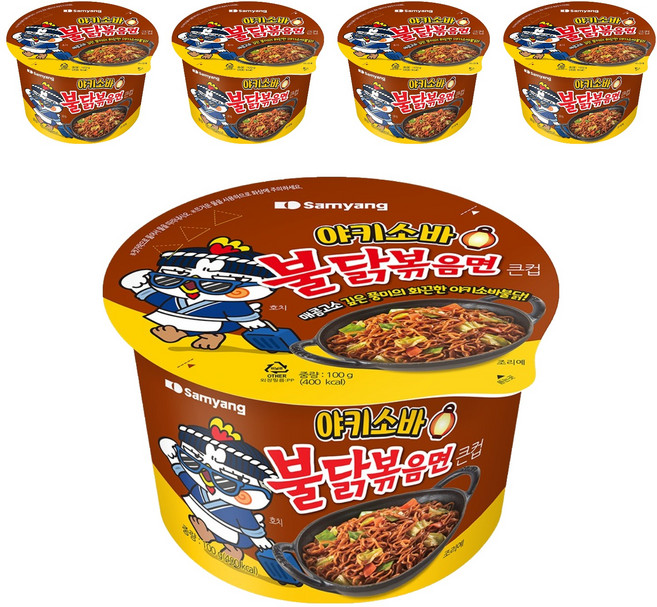 Buldak Ramen 碗裝火辣雞肉鐵板炒麵 日式炒麵風味 100g, 5入