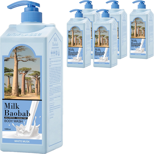 밀크바오밥 바디워시 화이트머스크, 1L, 6개