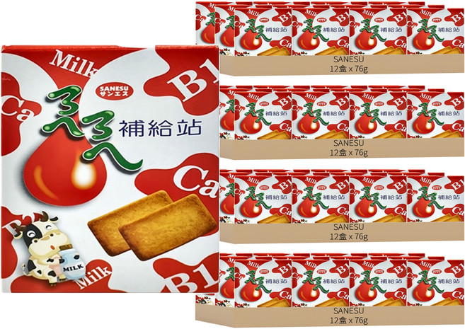 SANESU ㄋㄟㄋㄟ 補給站 牛奶餅乾, 76g, 48盒