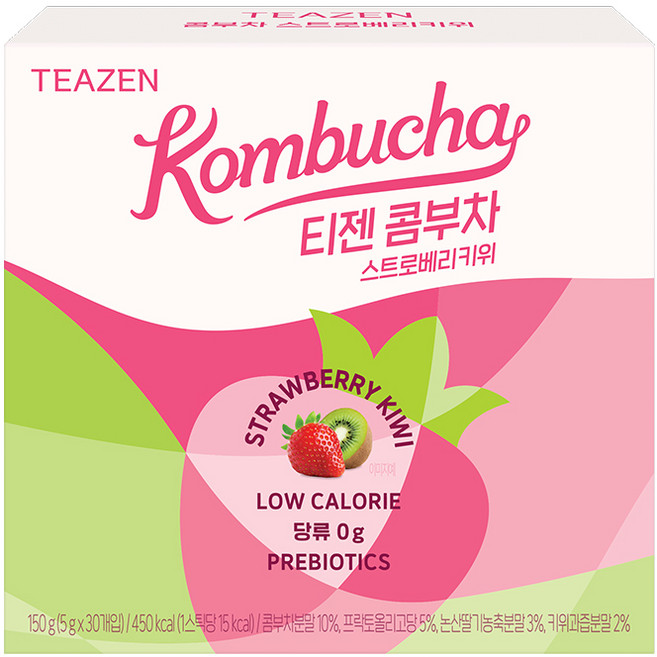 TEAZEN 茶禪 康普茶 草莓&奇異果口味, 1盒, 5g, 30條