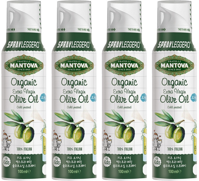 만토바 키즈 유기농 엑스트라 버진 올리브오일 스프레이, 100ml, 4개