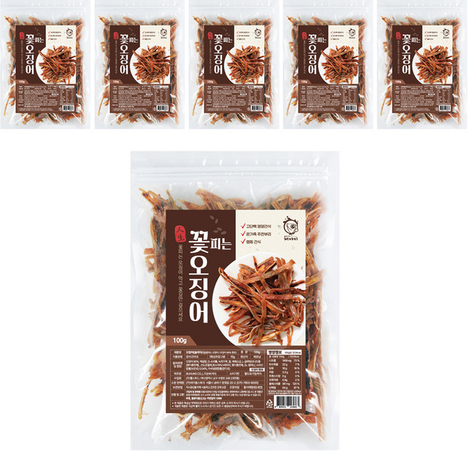 해야미 꽃피는 오징어, 100g, 6개