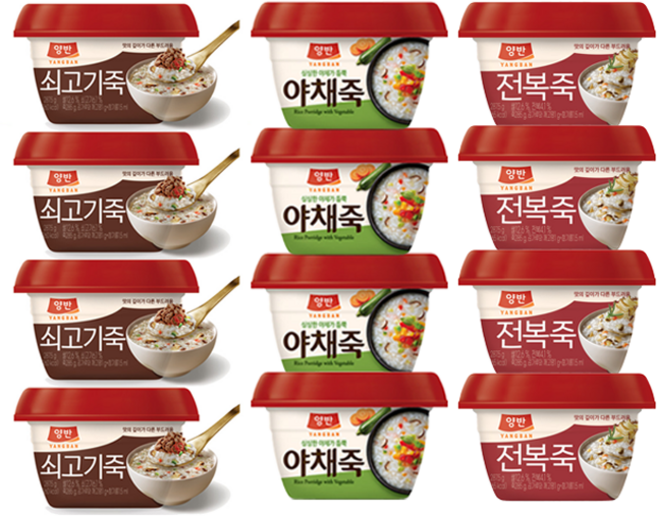 올따옴) 동원 용기죽 선물세트 쇠고기죽4+야채죽4+전복죽4, 1세트, 287.5g