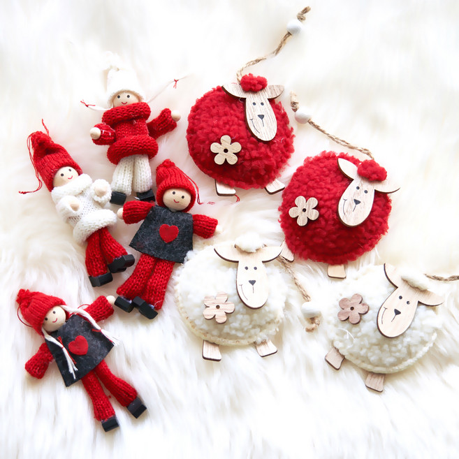 행복한마을 크리스마스 오너먼트 8p 세트, 혼합색상, 15cm, 1세트