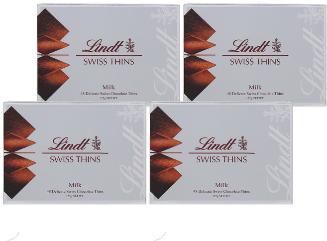 Lindt 瑞士蓮 薄片牛奶巧克力, 4盒, 125g