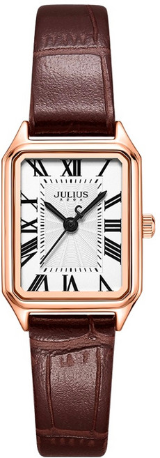 JULIUS 聚利時 女性方形皮革手錶 JA-1556LB