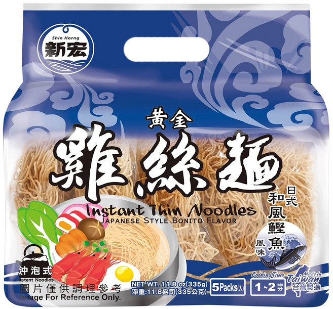 新宏 黃金雞絲麵 日式和風鰹魚風味, 335g, 1袋