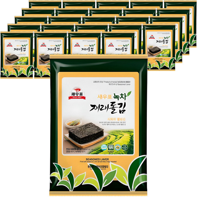 새우표 완도 녹차재래 돌김전장, 30g, 25개