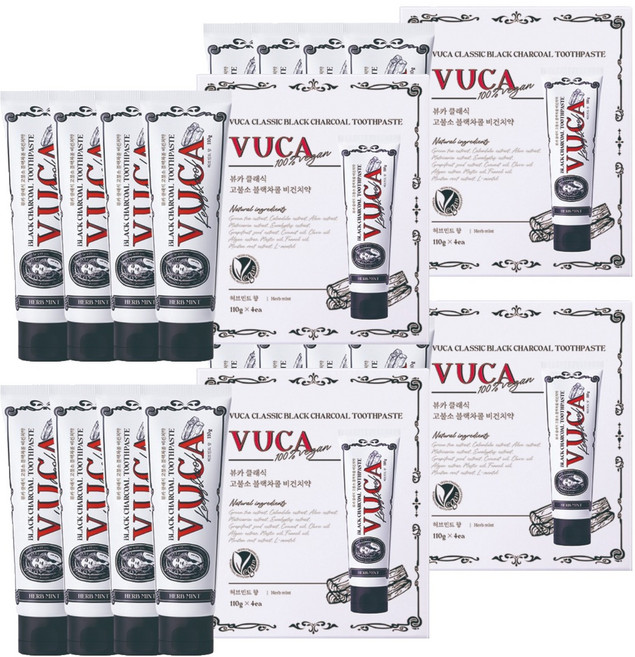 뷰카 클래식 고불소 블랙 차콜 구취케어 비건치약 허브민트향, 110g, 16개