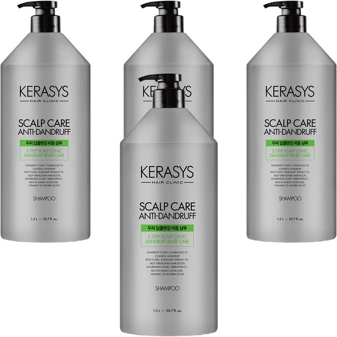 케라시스 두피 딥클렌징 비듬 클리닉 샴푸 클린 앤 프레쉬향, 1.5L, 4개