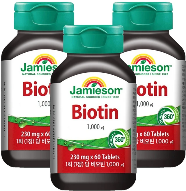 자미에슨 비오틴 13.8g, 3개, 60정 - 쿠팡