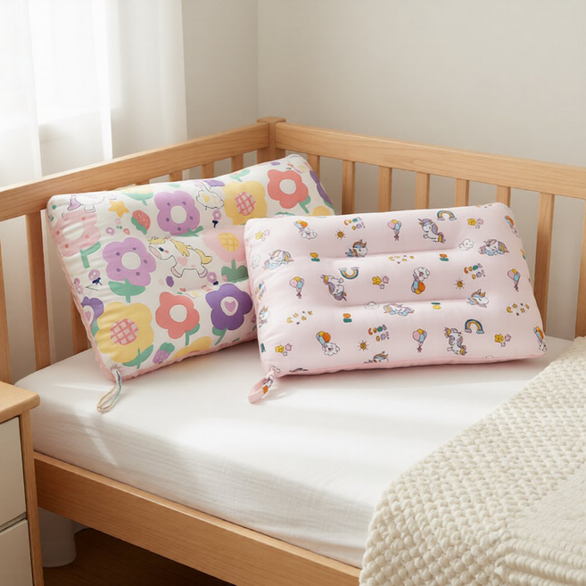 純棉可水洗安撫兒童荳荳枕頭 2個, 花朵獨角獸 + 彩虹飛馬 多色