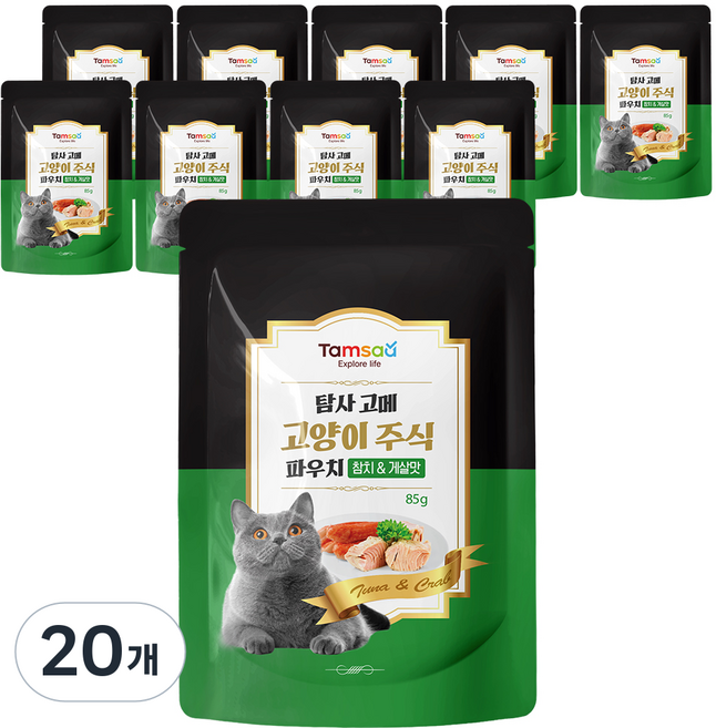 탐사 고양이 고메 주식 파우치, 참치+게살, 85g, 20개