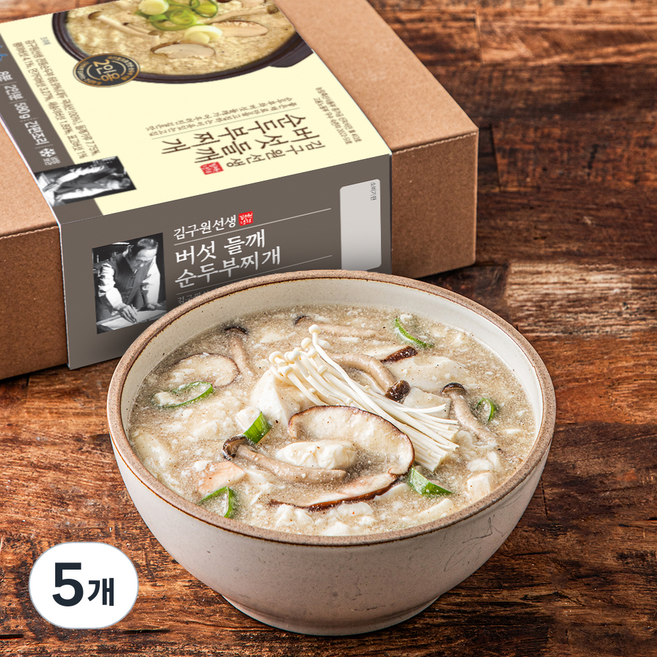 김구원선생 버섯 들깨 순두부찌개 밀키트, 580g, 5개