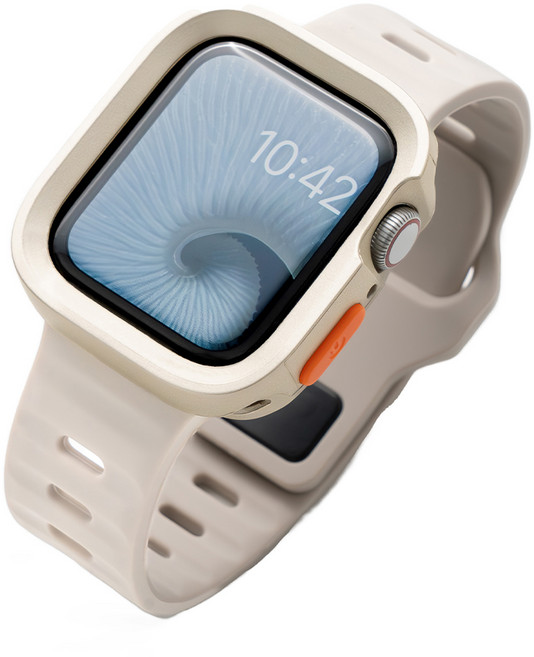 누아트 애플워치 호환 스트랩 실리콘 듀얼 콤보, 스타라이트, 1세트