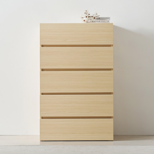 하모벨 베이스 속 깊은 광폭 서랍장 800 방문설치, 라이트오크, 5단