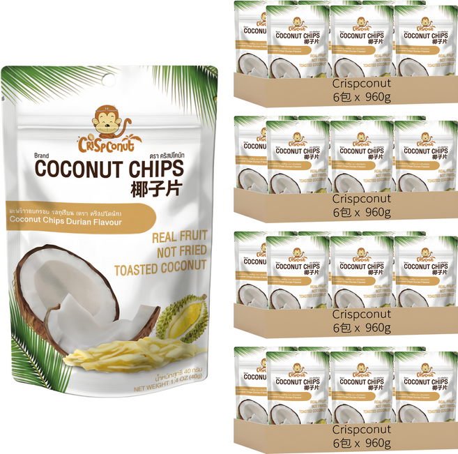 Crispconut 猴子 椰子脆片 榴槤味, 240g, 24包