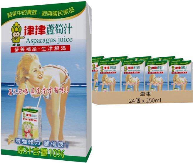 津津 蘆筍汁, 250ml, 24個