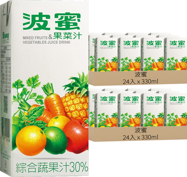 波蜜 果菜汁 鋁箔包, 330ml, 48入