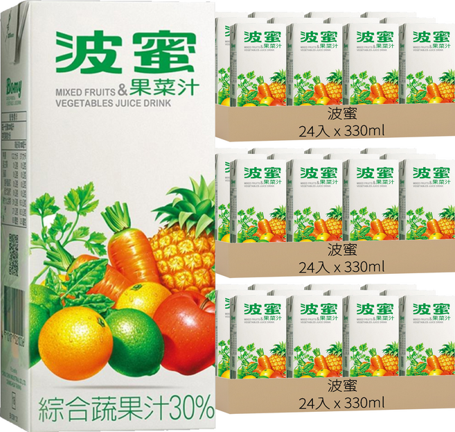 波蜜 果菜汁 鋁箔包, 330ml, 72入