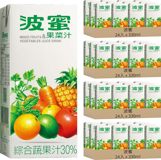 波蜜 果菜汁 鋁箔包, 330ml, 96入
